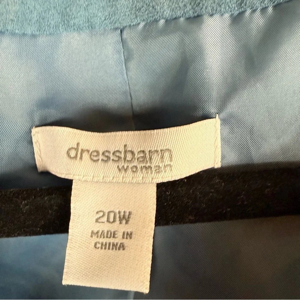 Dress Barn Women's 20 W dressy blazer jacket turquoise faux suede